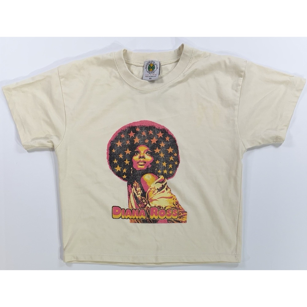 Diana Ross Graphic T Shirt Cross Colours XS Cropped Boxy Vintage Style